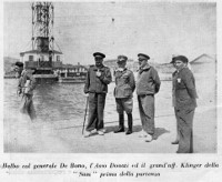 Balbo col Generale De Bono, l'Asso Donati ed il grand uff. Klinger della Sam prima della partenza